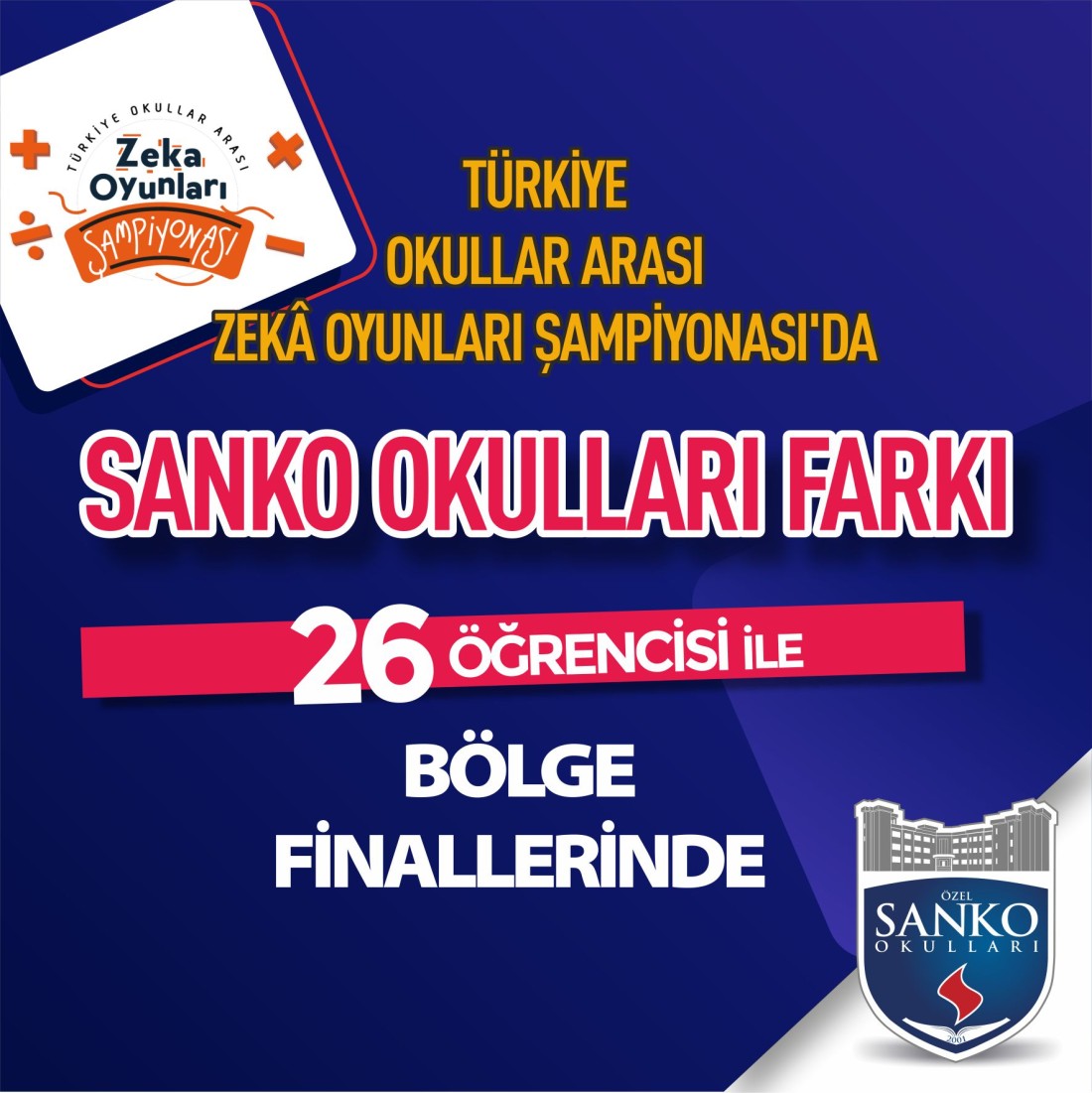 SANKO Okulları 26 öğrencisi ile bölge finallerinde