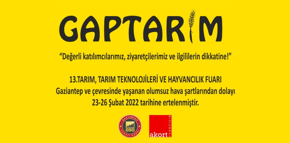 GAPTARIM ve Hayvancılık Fuarı ertelendi