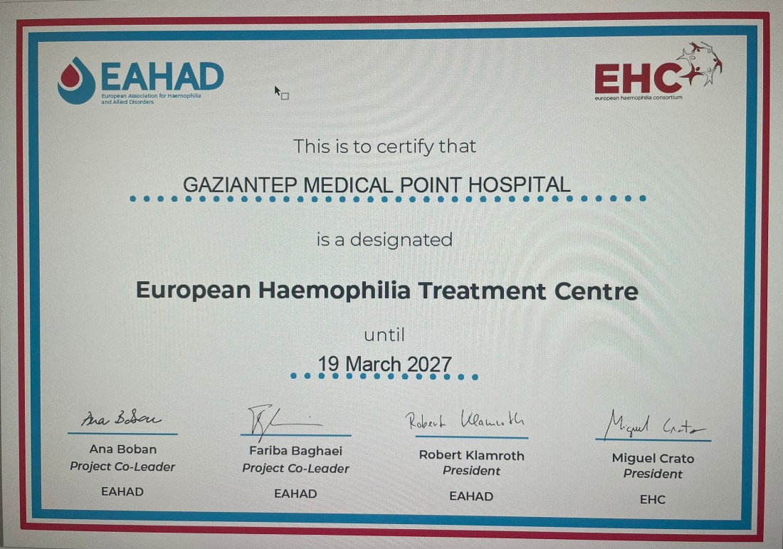 Gaziantep’te Bir İlk EAHAD Akredite Hemofili Merkezi